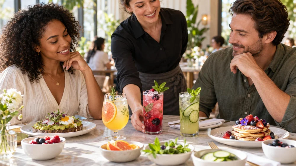 Brunch Mocktail Order: Ingredients, Ice, and Garnish