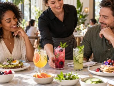 Brunch Mocktail Order: Ingredients, Ice, and Garnish