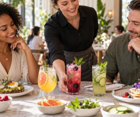 Brunch Mocktail Order: Ingredients, Ice, and Garnish