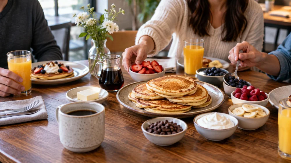 Brunch Pancake Order: Batter, Toppings, and Sharing