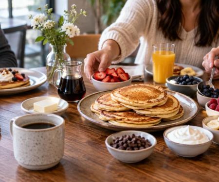 Brunch Pancake Order: Batter, Toppings, and Sharing